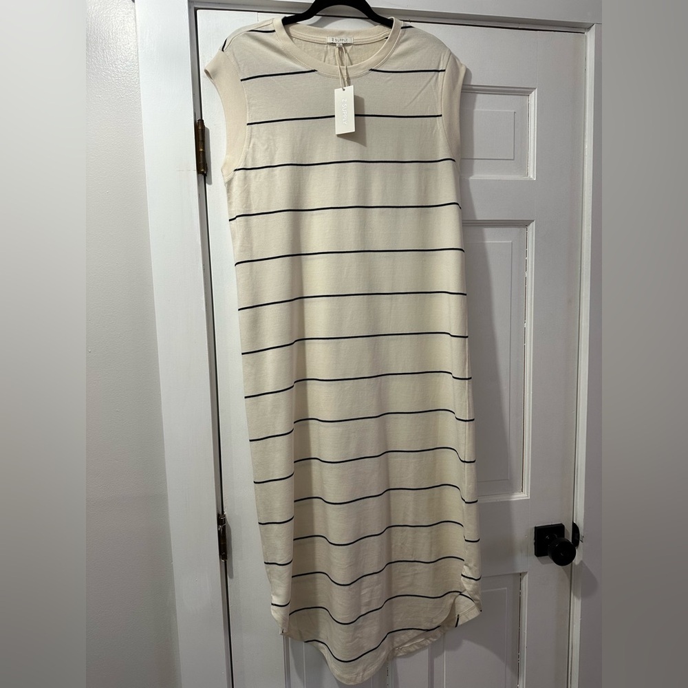Z Supply Calabasas Cream and Black Striped Maxi Dress - Picture 4 of 7